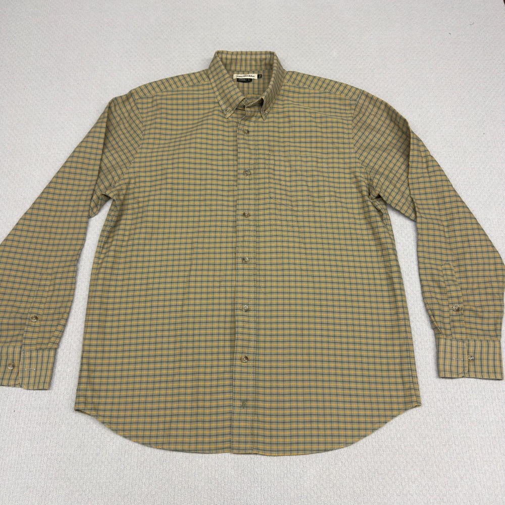 Tom Beckbe Shirt Mens Large Yellow Plaid Cotton Button Down Portugal Casual